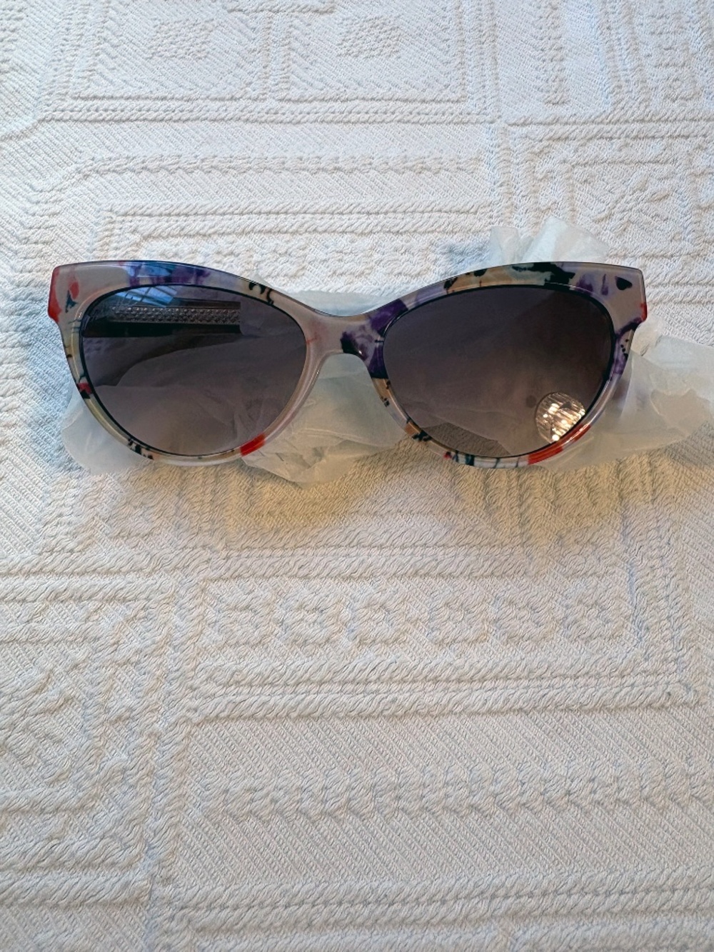 Patricia Nash "Kelly" Handcut Cat-Eye Sunglasses – Floral Oil Painting Frame